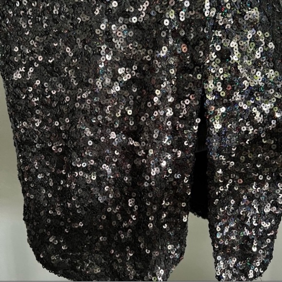 French Connection Sequin Midi Dress in Black Hologram - Picture 8 of 11